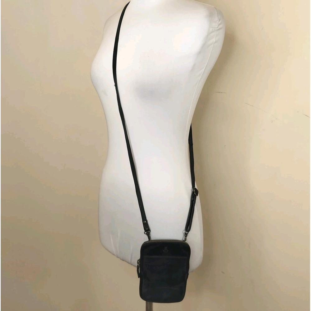 Harbour 2nd Black Leather Phone Crossbody Bag Sling Strap
